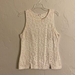 Elegant Cream Lace Sleeveless Top